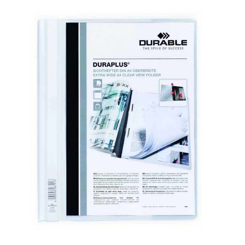 DURABLE A4 Duraplus Quote Folder - White Each