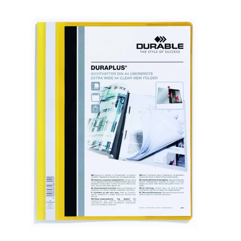 DURABLE A4 Duraplus Quote Folder - Yellow Each