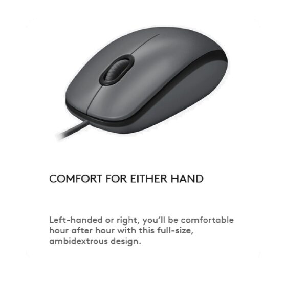 Logitech M100 Wired Mouse Usb Black - Image 3