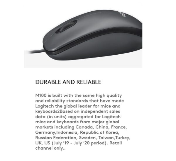 Logitech M100 Wired Mouse Usb Black - Image 4