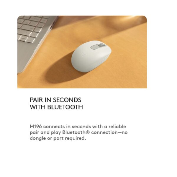 Logitech M196 Bluetooth Mouse Off-White - Image 3