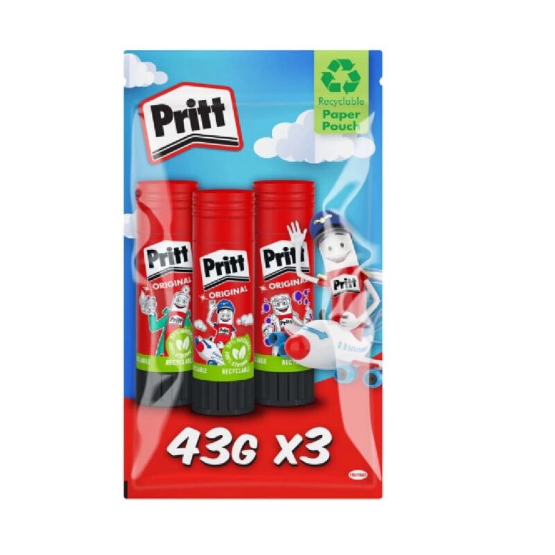 Pritt Glue Stick 43G (Pkt/3)