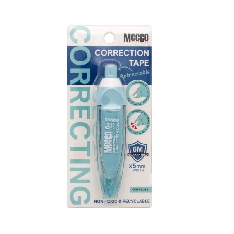 Meeco Retractable Correction Tape 5mmx6Mt Rblue