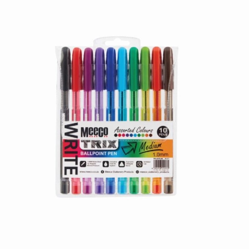 Meeco Trix 1.0mm Ball pen Assorted Colors (10)