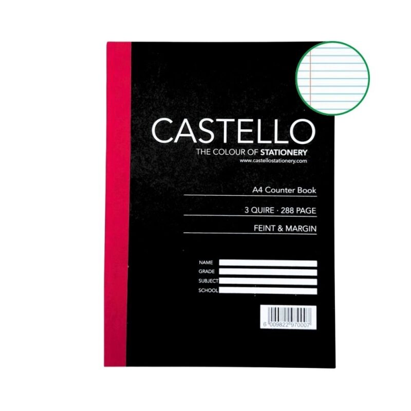 Castello A4 3-Quire Book 288Pg Feint   