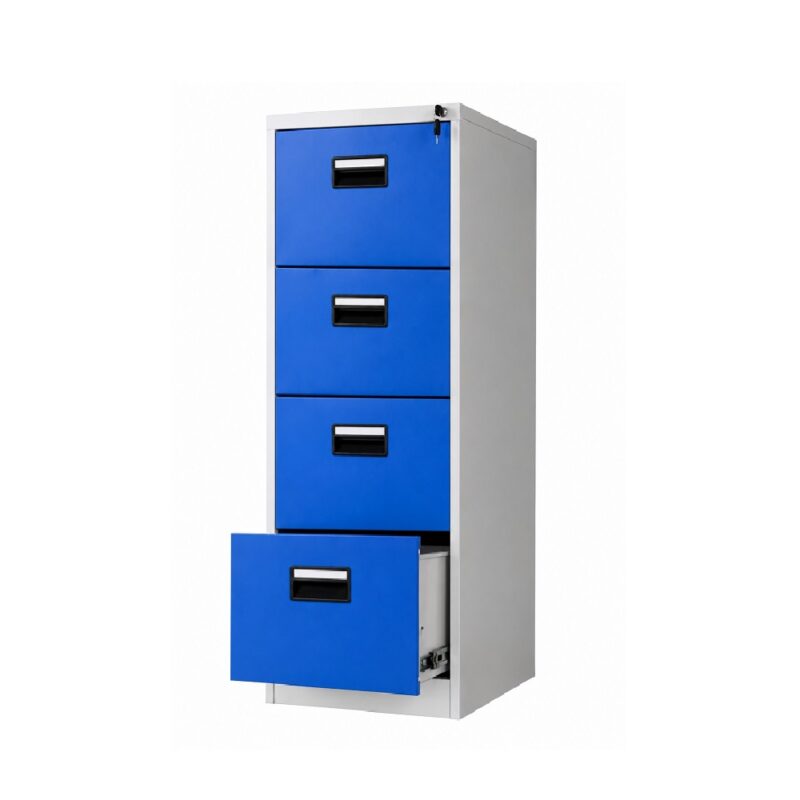 4-Draw Steel Filing Cabinet Blue Grey