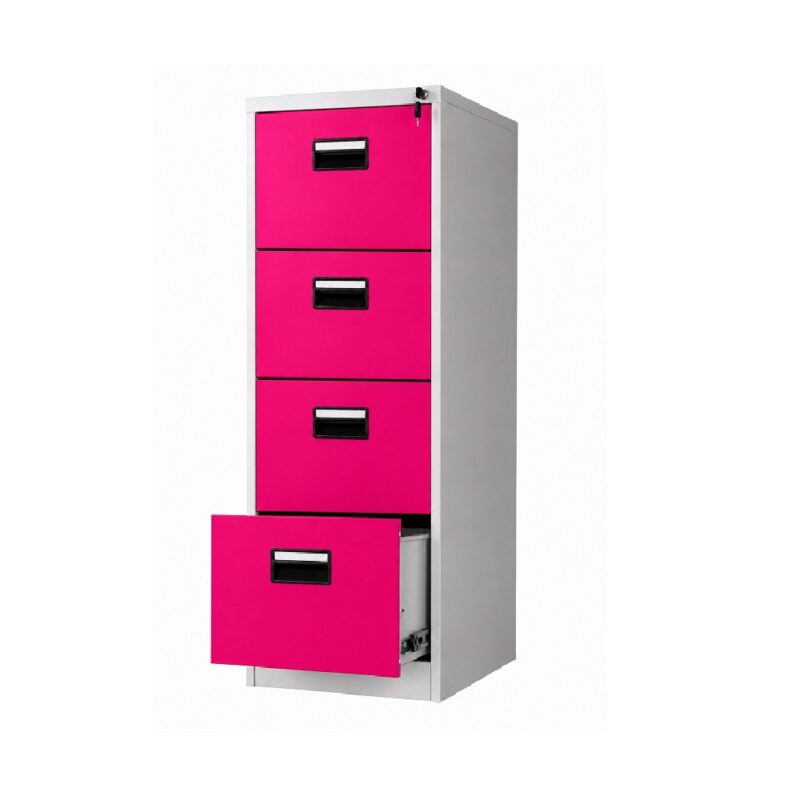 4-Draw Steel Filing Cabinet Pink Grey