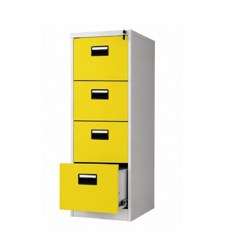 4-Draw Steel Filing Cabinet Yellow Grey