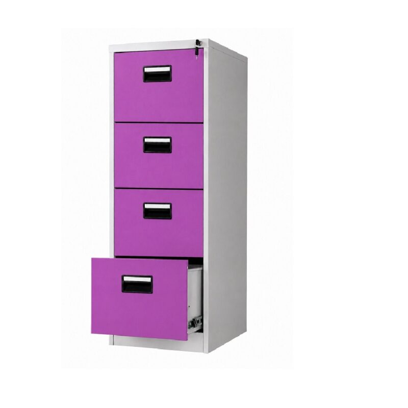 4-Draw Steel Filing Cabinet Purple Grey