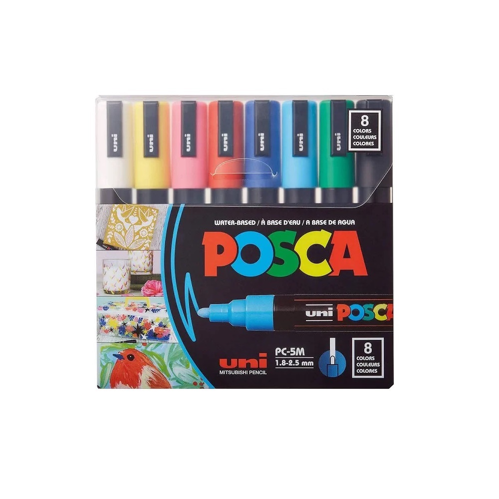 Uni Posca Pc-5M 1.8mm-2.5mm Basic Bullet (Set8)