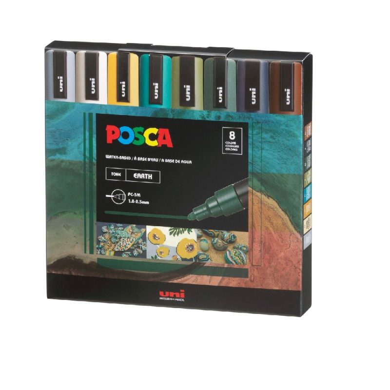 Uni Posca Pc5M 1.8mm-2.5mm Earth Bullet (Set8)