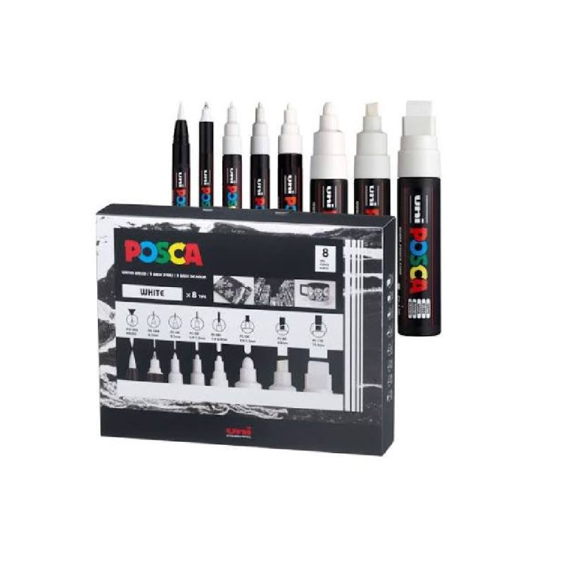 Uni Posca Pc-Mix Nib Marker White (Set8)