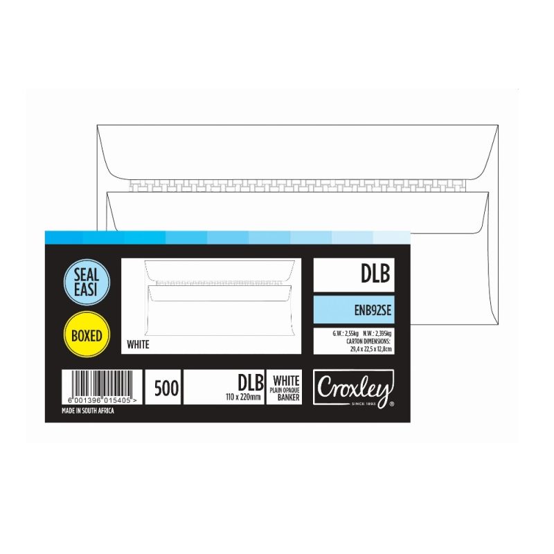 DL Banker White Envelope 110X220 *Croxley JD92SE* 500s Selfseal